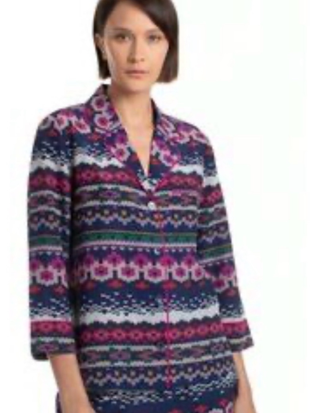 Trina Turk Patterned Button-Up 100% Silk Pajama Top   Size Small NWT
